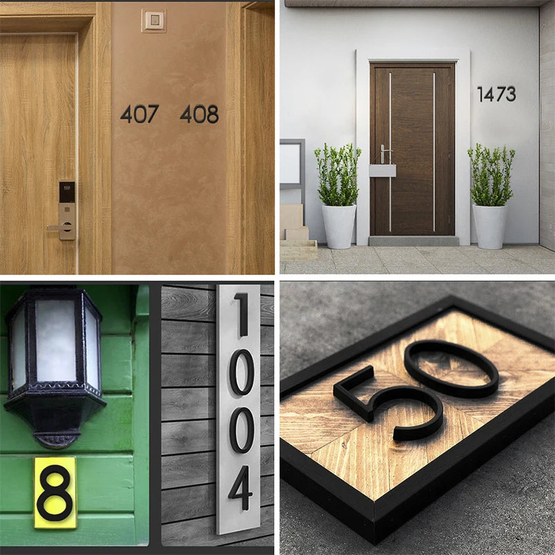 Modern Floating House Number Sign - Black Acrylic Outdoor Address Numbers 125mm