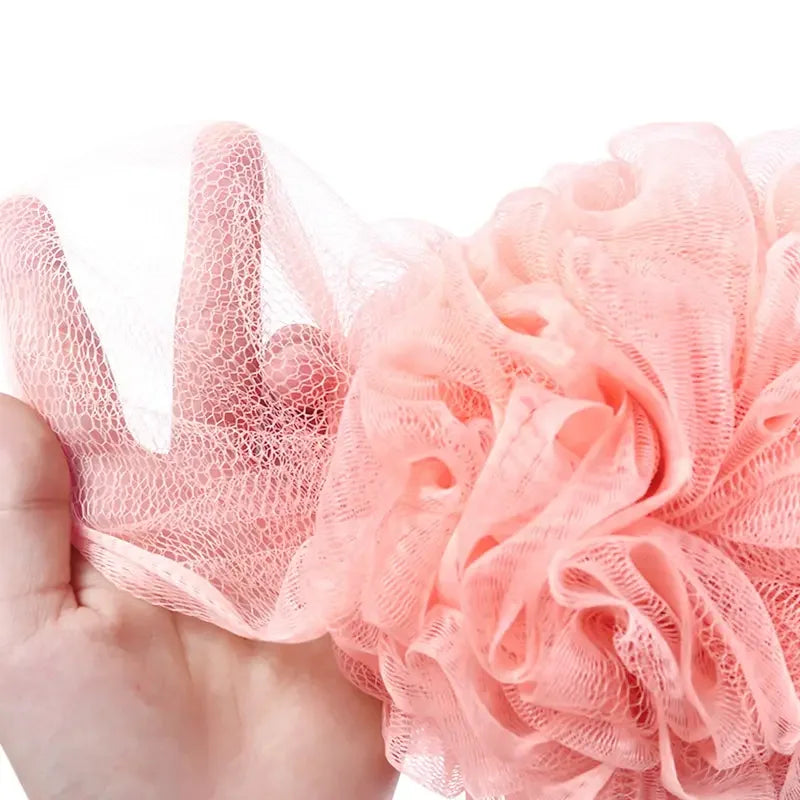 Colorful Mesh Shower Pouf with Loofah & Bath Ball - Soft & Gentle Skin Exfoliating