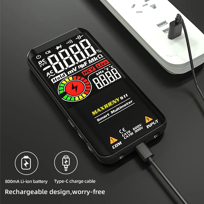 Digital Multimeter with USB Rechargeable True RMS Voltage Capacitance Ohm Diode Test