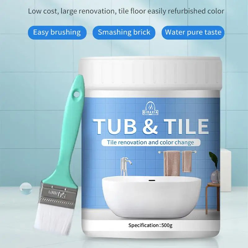 500g Water-Based Bathroom Tile Paint Kit Quick-Dry Refurbishing Set for Tiles & Sinks