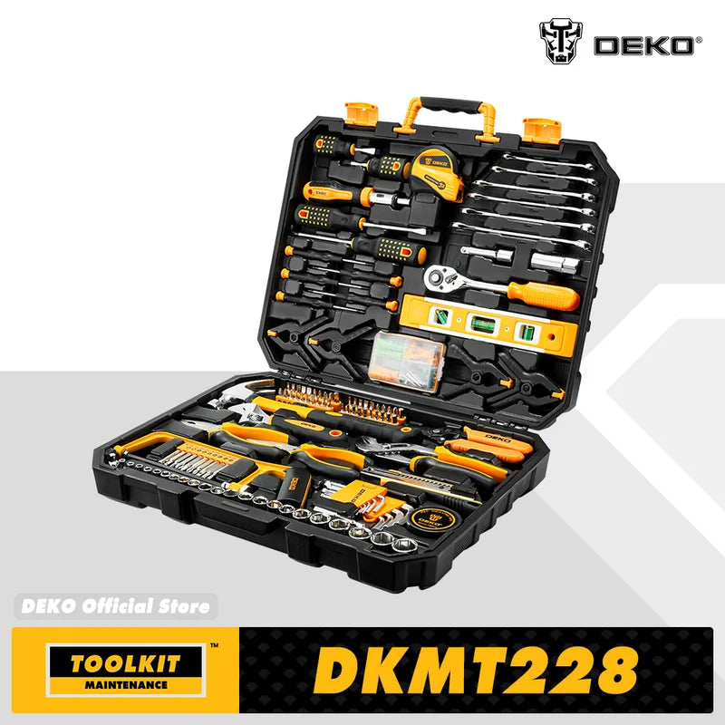 228-Piece Socket Wrench Auto Repair Tool Set with Plastic Toolbox