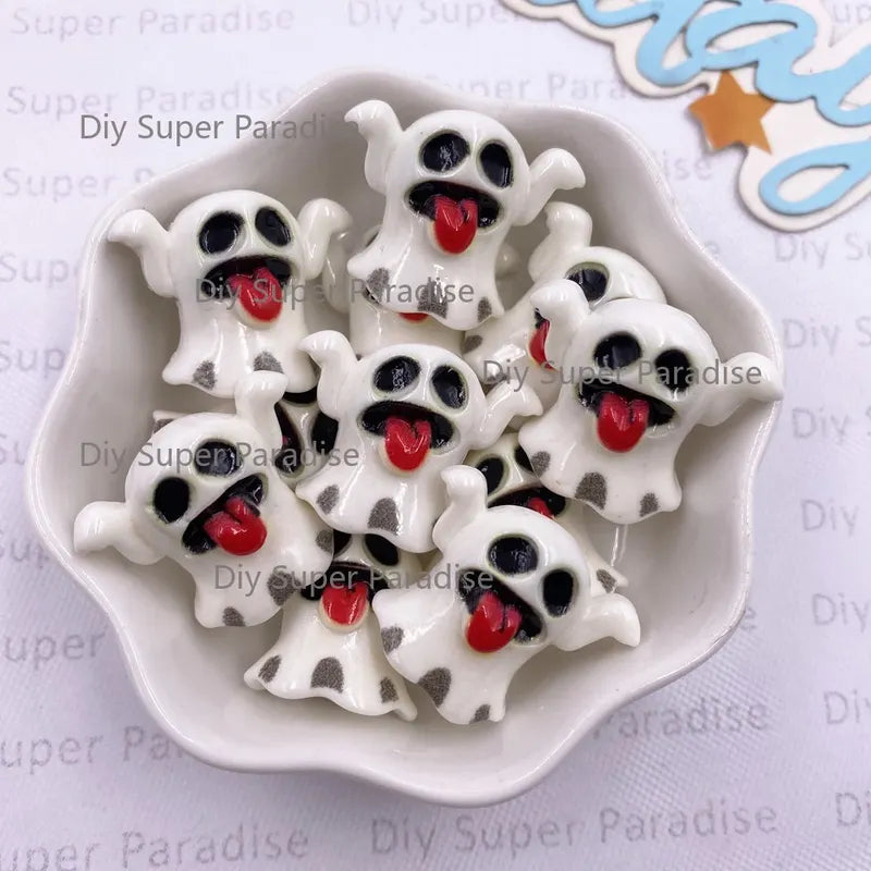 10PCS Colorful Resin Halloween Figurines Set - Spider, Bat, Pumpkin, Ghost & More