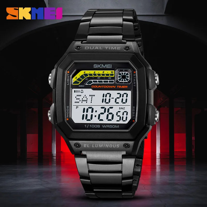 Digital Sport Watch Waterproof Men's LED Countdown Wristwatch - Shockproof