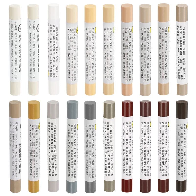 20Pcs Wood Filler Stick Kit for Furniture Repair and Scratch Cover - Multiple Colors
