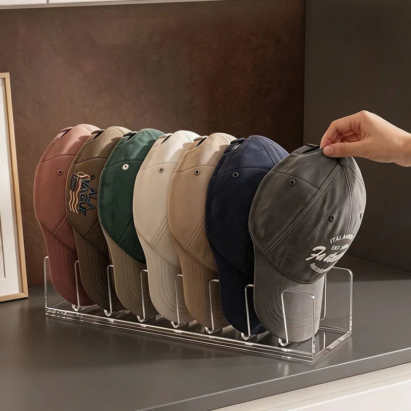 Acrylic Cap Storage Rack with Slots - Baseball Cap Display Stand Organizer
