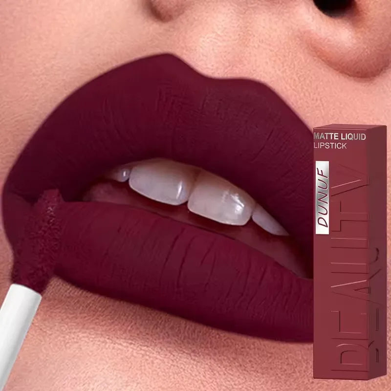 Long-Lasting Matte Lipstick Liquid Lip Gloss Waterproof Velvety Finish
