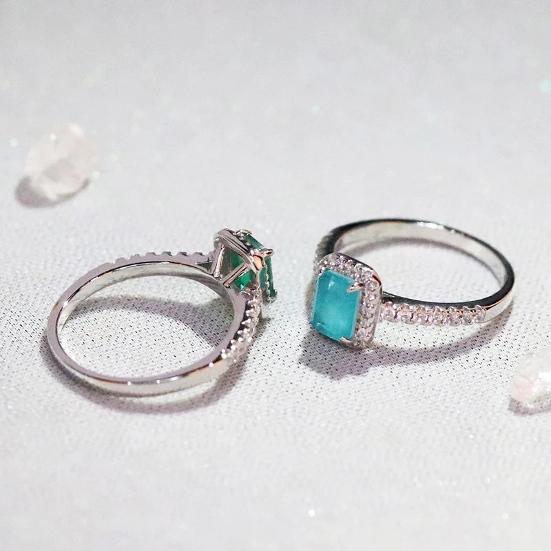 Charm Silver Tourmaline Ring for Women Jewelry Accessories