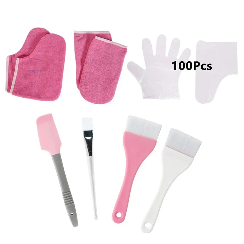 Paraffin Wax Spa Kit for Hand and Foot Care with Cotton Gloves and Wax Brushes