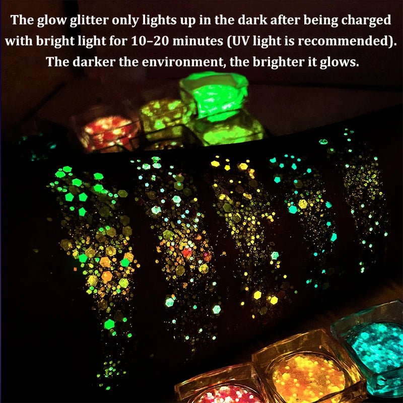 UV Glow Glitter Gel for Face & Body - Waterproof Long-Lasting Festival Makeup