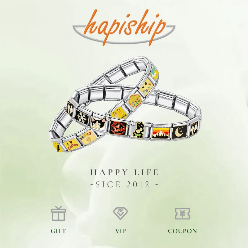 Women's Elastic Star Heart Butterfly Charm Bracelet - Stainless Steel 9mm Wide