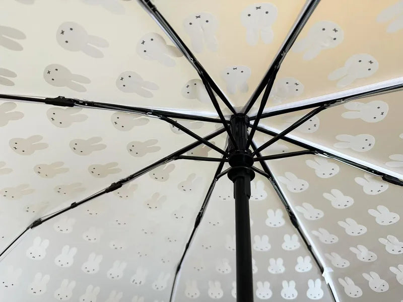 Kawaii Frosted Transparent Umbrella with Cartoon Rabbit Design - Portable Folding Rain Gear