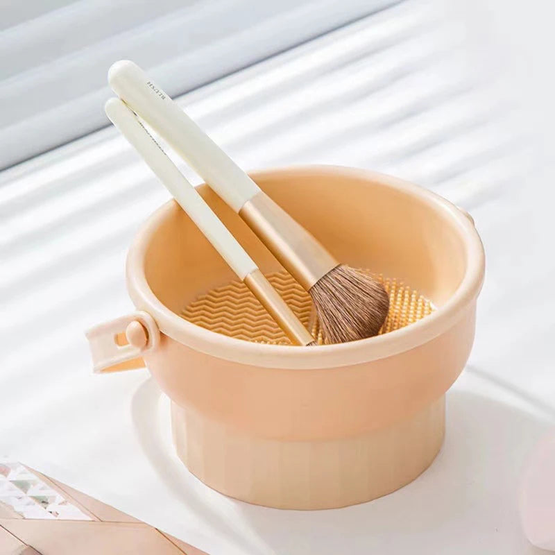 Makeup Brush Cleaning Bowl Set Silicone Egg Brush & Puff Cleaner Storage
