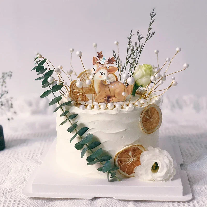Decorative Cake Topper for Birthday Party Forest Theme Baby Deer Girl - Kids Cake Decoration