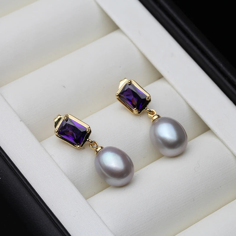 Freshwater Pearl Earrings for Women Dangle Jewelry Wedding Silver Pearl Earrings