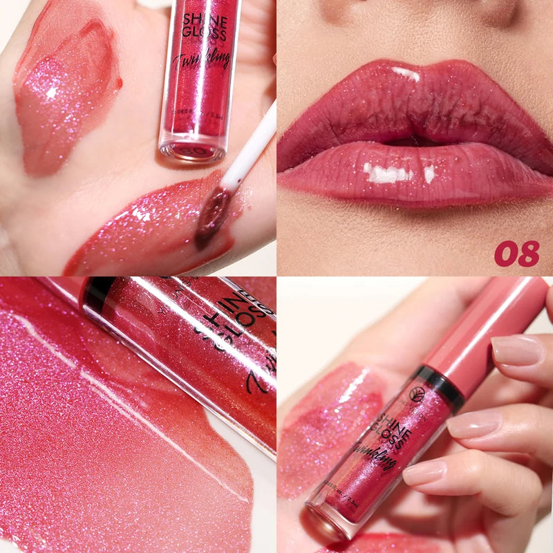 Watery Glossy Lip Gloss Set - Color Burst Lip Nectar & Glitter Shine