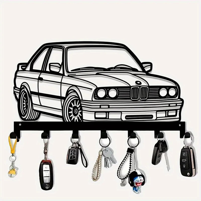 7-Hook Wall-Mounted Metal Key Holder Organizer for Keys Towels Coats