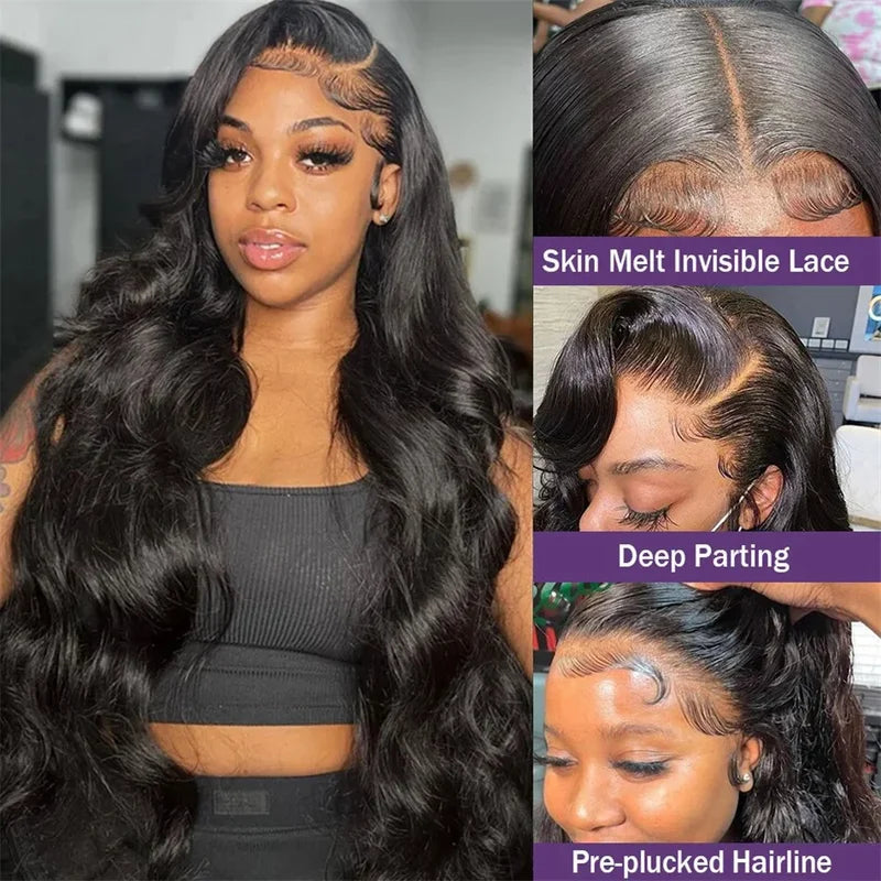 Women’s 30-46 Inch Body Wave Lace Frontal Wig Human Hair Full Head 13x4 13x6 4x4 360 Brazilian