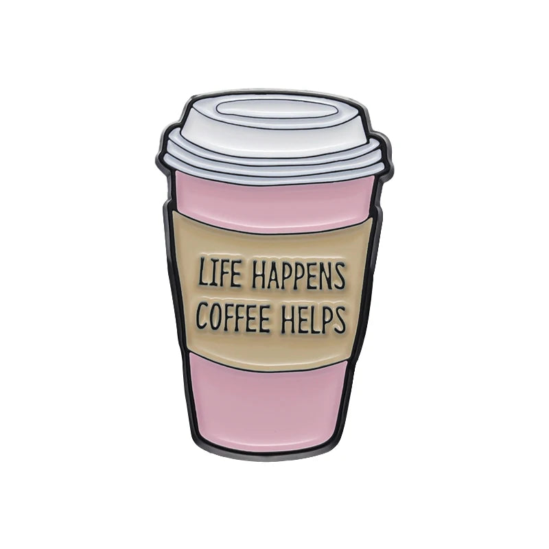 Medical Coffee Bag Pin Brooch - Brain Inject Key To Survival Lapel Jewelry