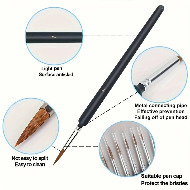 Miniature Detail Paint Brush Set 11pcs Fine Art & Nail Art Brushes for Acrylic Oil Watercolor