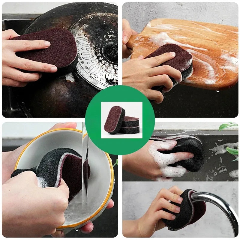 Double Sided Kitchen Cleaning Sponge Brush Set for Pot and Pan Scrubbing - 2/3/5 Pack