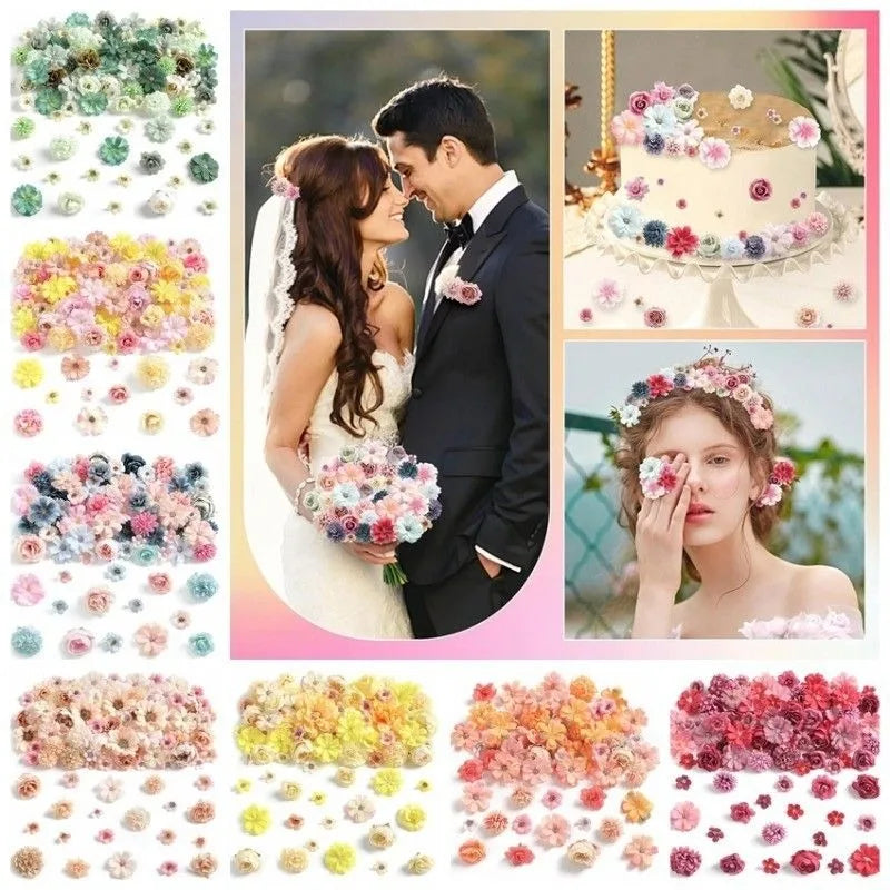 Artificial Flower Heads Mix Set for Home Decor Wedding Crafts - 21pcs