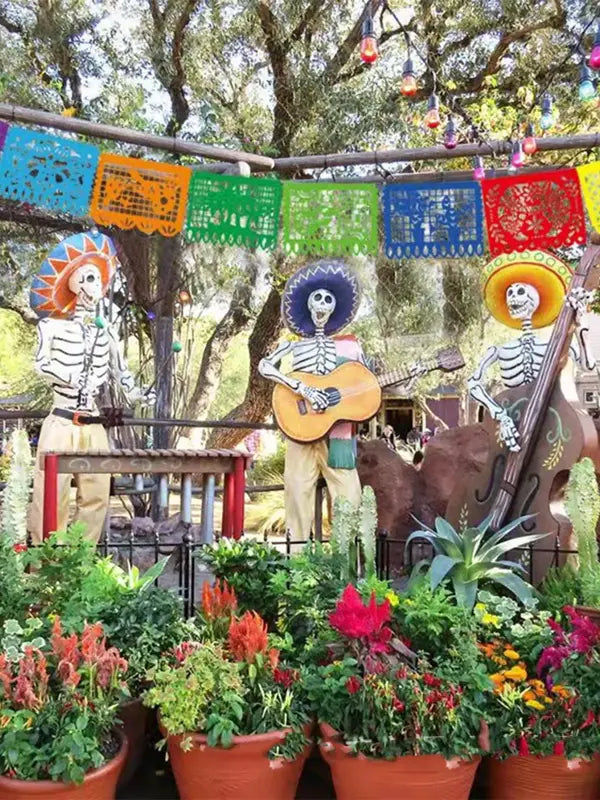 Mexican Theme Party Banner Felt Flags for Day of The Dead & Birthdays