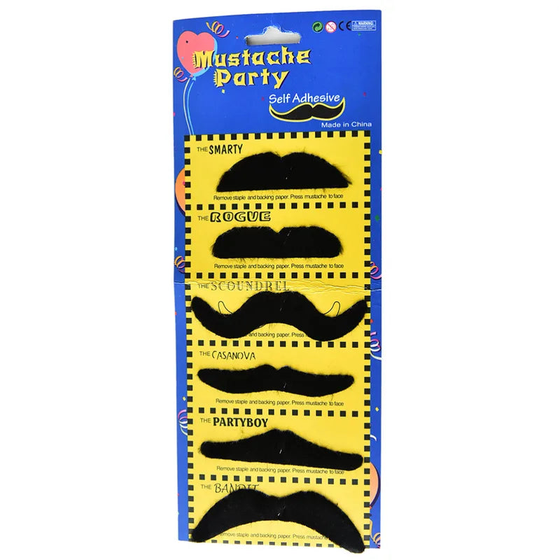 6PCS Fake Beard Set for Costume Party Halloween Moustache Accessories