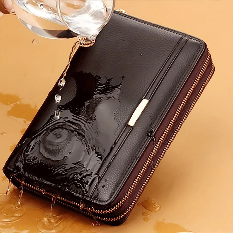 Men's Long Leather Wallet Clutch with RFID Blocking Large Business Card Holder