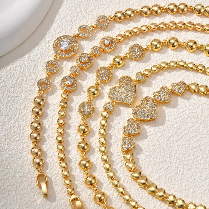 Hip Hop Rock Style Tennis Bracelet 18K Gold Plated Zirconia Crystal Jewelry for Women