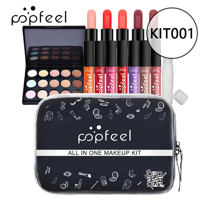 Complete Makeup Kit for Women - Eyeshadow Palette, Lip Gloss, Mascara & Brushes
