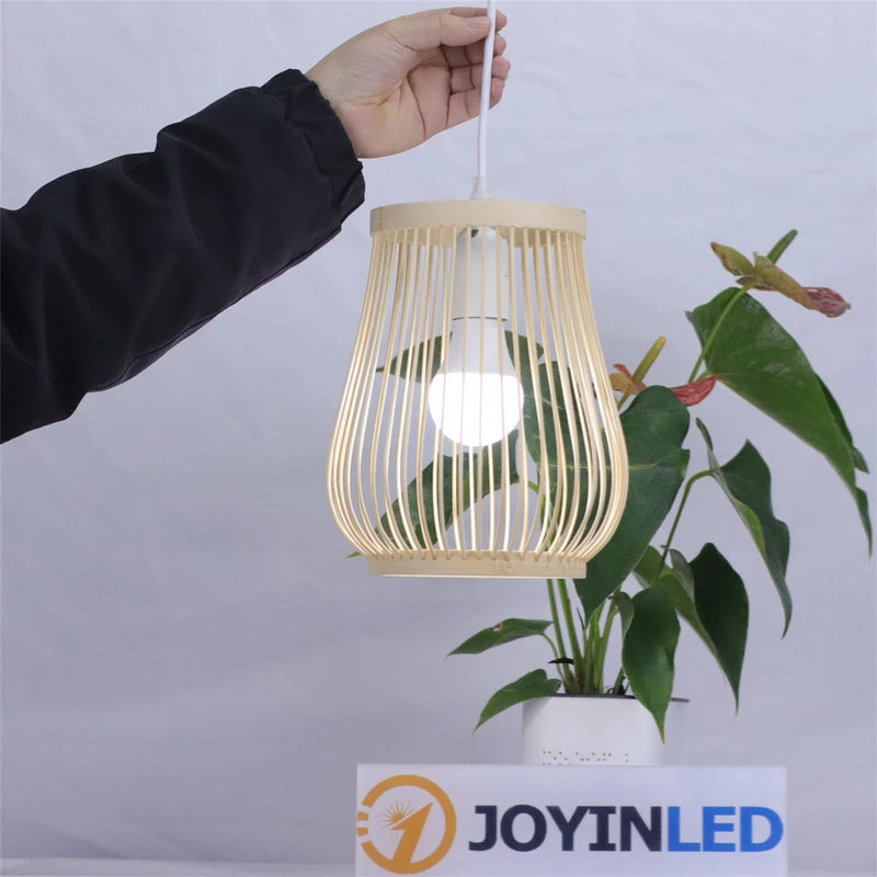 Handmade Woven Bamboo Pendant Light with E27 Socket for Home & Hospitality Decor
