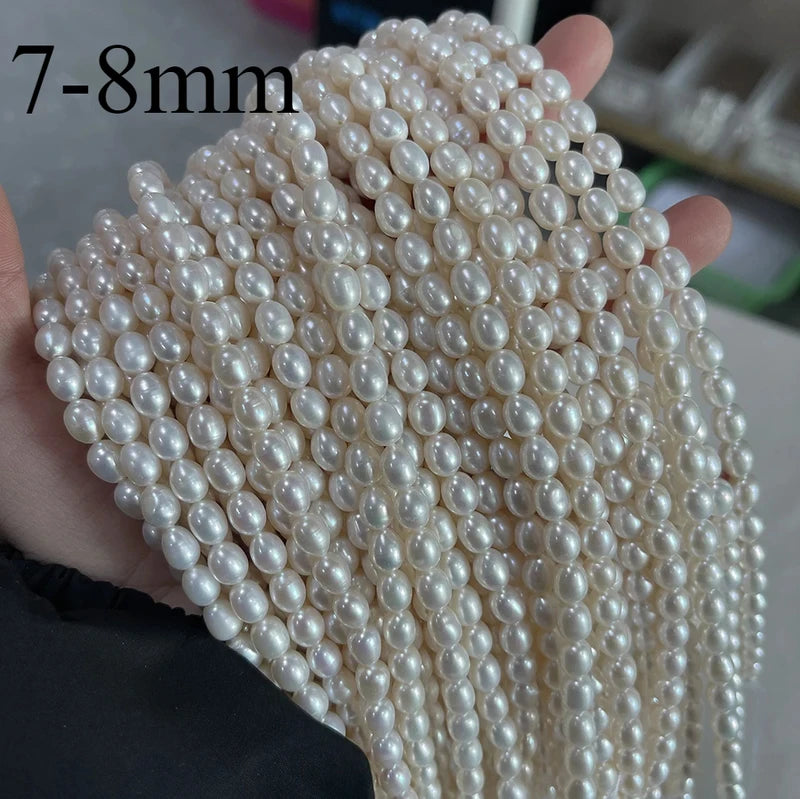 Natural Freshwater Pearl Beads Rice Shape Loose Jewelry Making Supplies - Multiple Colors & Sizes
