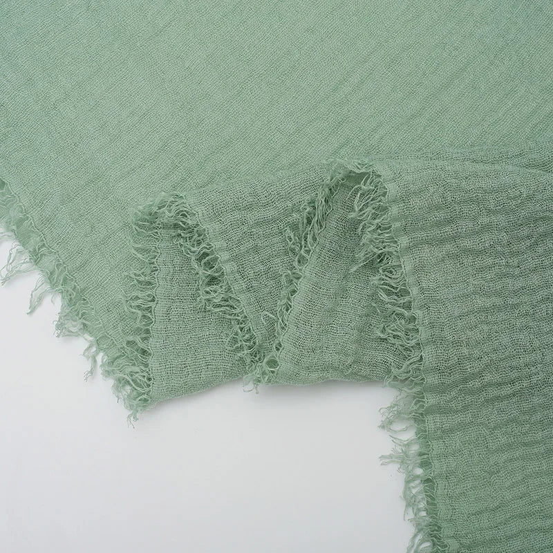 Women Cotton Linen Scarf Summer Solid Color Sun Protection Soft Shawl Wrap