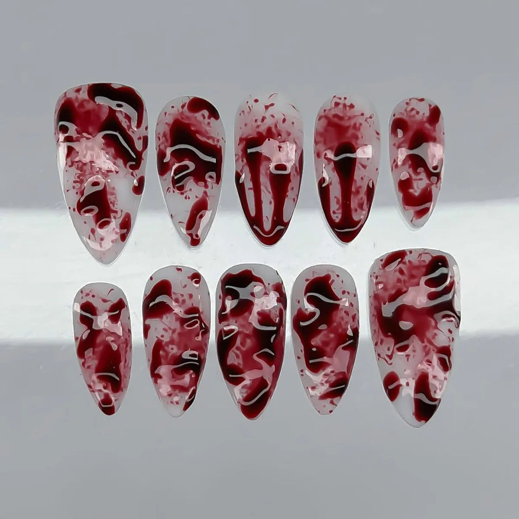 24pcs Halloween Fake Nail Tips with Bat Skeleton & Spider Web Patterns - Press-On Nails