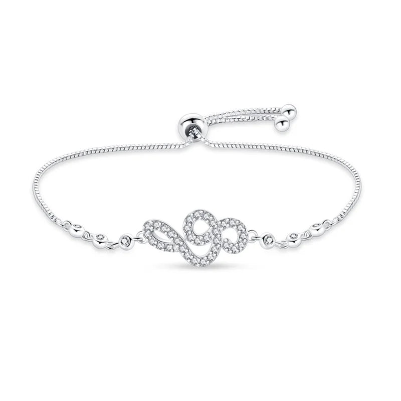 Lucky Symbol Zircon Silver Bracelet for Women - Romantic Valentine's Day Gift