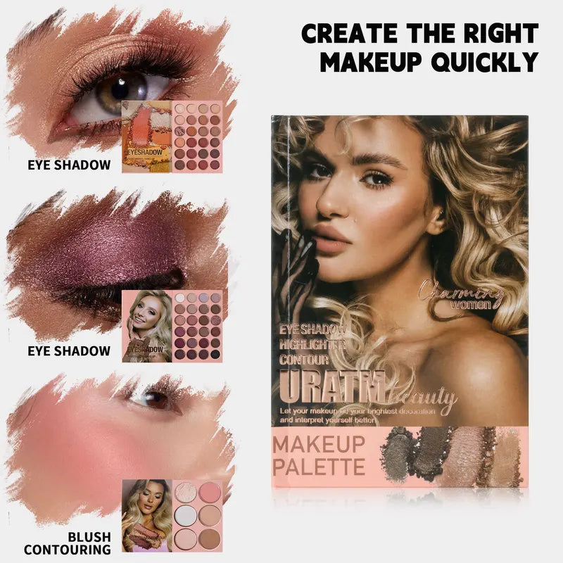 All-in-One Makeup Palette Book with 54 Colors for Face & Eye Cosmetics - Matte & Pearlescent Shades