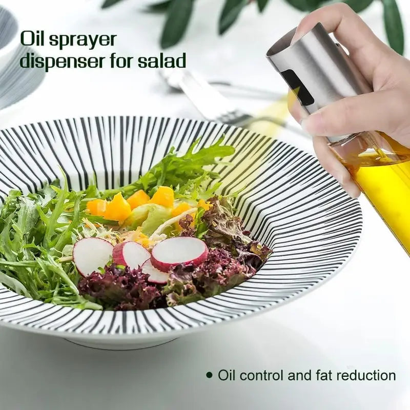 Oil Dispenser 100ml Stainless Steel & Glass Drop-Resistant Salad Vinegar Air Fryer