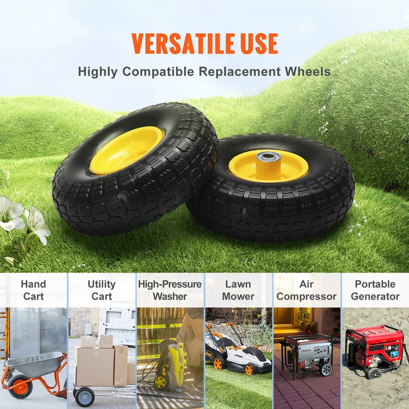 10-Inch Solid PU Run-Flat Tires and Wheels for Dollies Garden Trailers