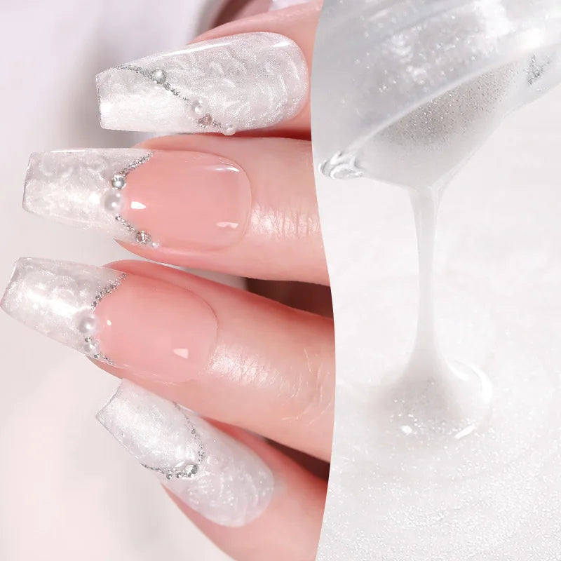Pearl White Thread Gel Nail Polish 10ml for Semi-Permanent Manicure