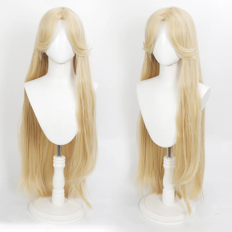 Long Wavy Blonde Synthetic Wig 32 Inch Heat-Resistant Cosplay Hair for Princess Costume
