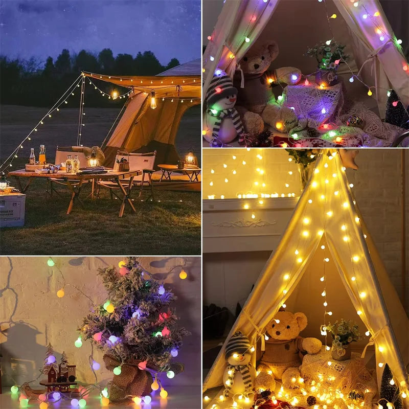 Frosted Globe Solar String Lights - Outdoor Fairy Lights with 8 Modes for Garden & Holiday Decor
