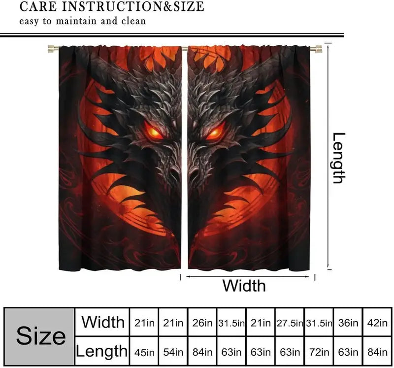 Mystic Dragon Curtains with Blood Moon Eye Pattern - Thermal Insulated Drapes for Kids & Living Room