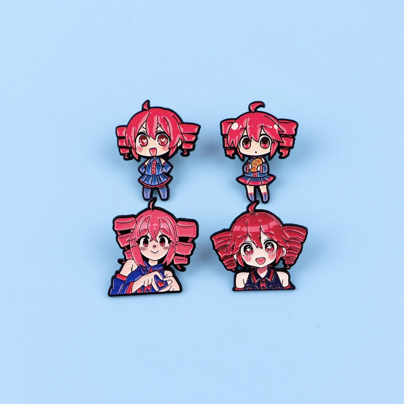 Cute Anime Girl Enamel Pin Set - Cartoon Pink Hair Badge Brooch Jewelry