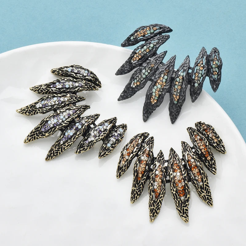 Vintage Rhinestone Wings Brooch Pins for Women | Geometric Metal Jewelry