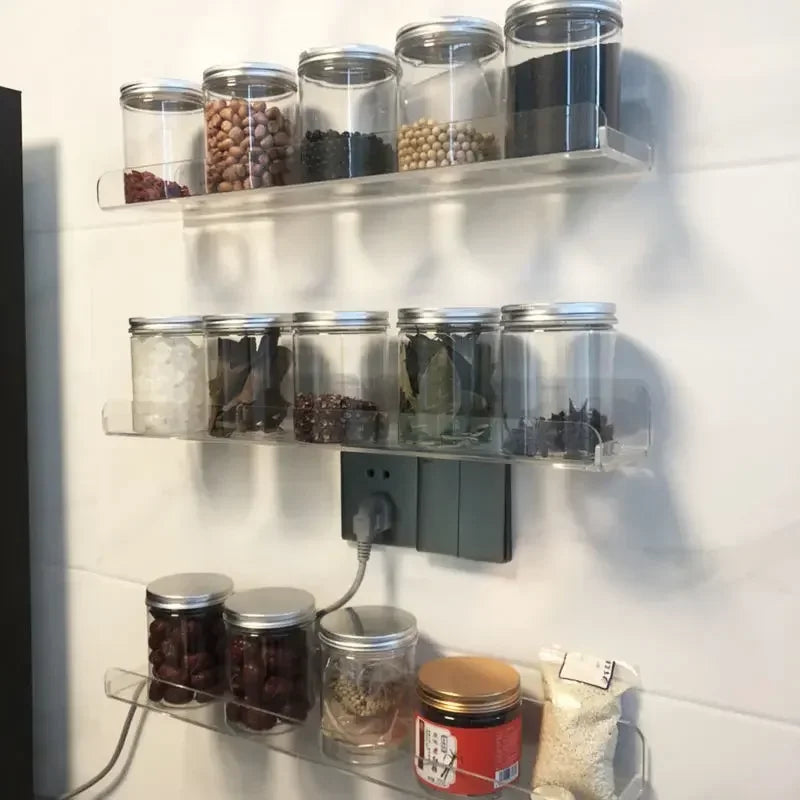 Acrylic Wall Shelf Panel - Perforated Bathroom Kitchen Storage Rack - Thickened & Strong Stickers