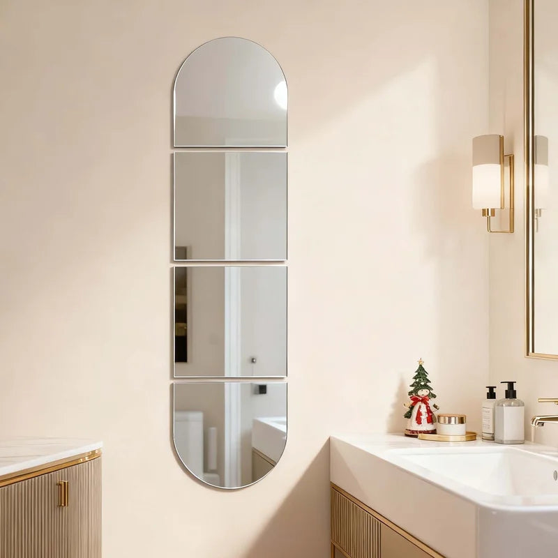 8pcs Silver Oval Square Acrylic Mirror Decals Wall Mirror Home Decor 30cm