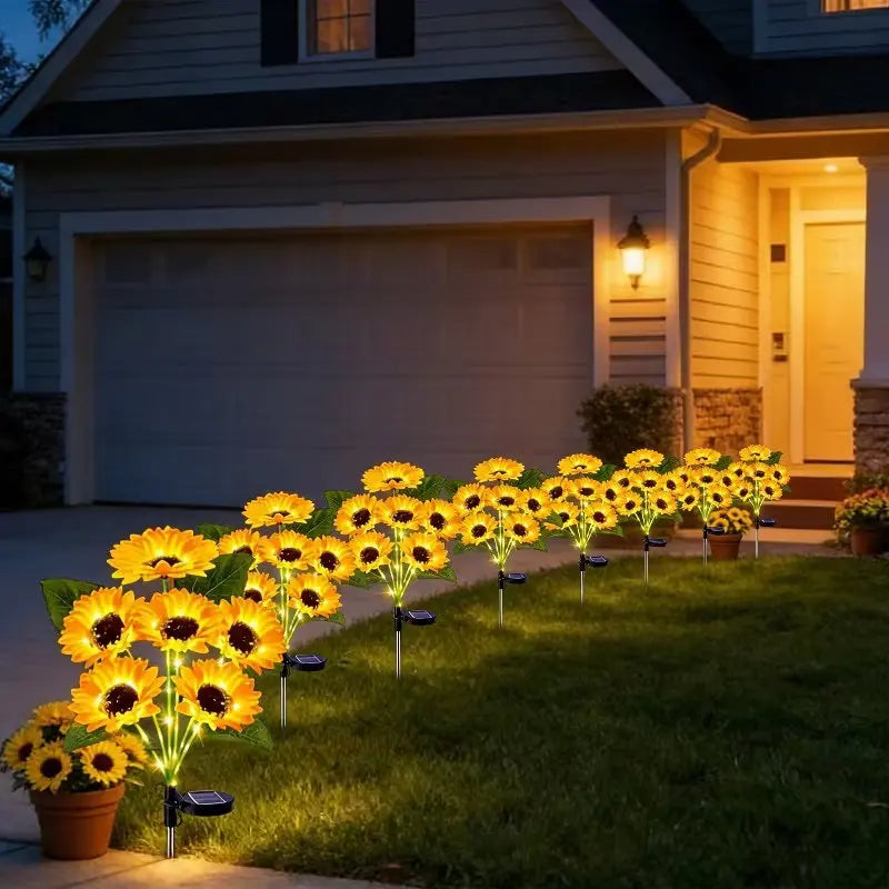 Solar Fairy Garden Lights Outdoor Waterproof Sunflower Stake Lights for Yard Patio Lawn Pathway