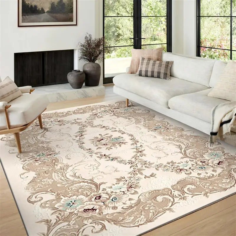 Vintage Persian Floral Rug Non-Slip Washable Living Room Bedroom Carpet