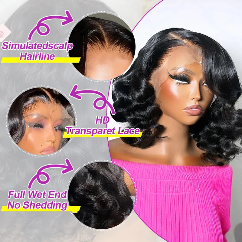 Glueless Short Bob Wigs with HD Lace for Natural Look - Brazilian Human Hair
