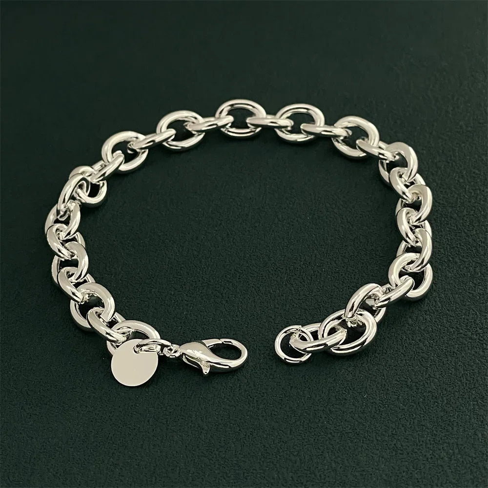 925 Sterling Silver Chain Bracelet with Buckle for Women - Elegant Jewelry Gift